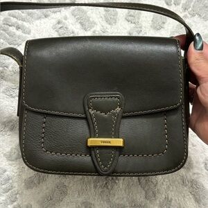Fossil Tremont Small Olive Green Leather Crossbody Bag
